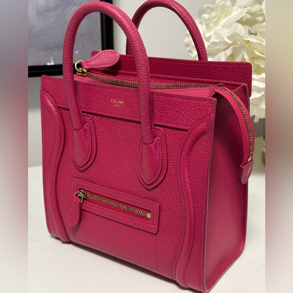 Celine Nano Luggage Bag- neon pink